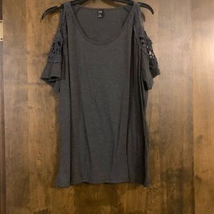 Grey cold shoulder top